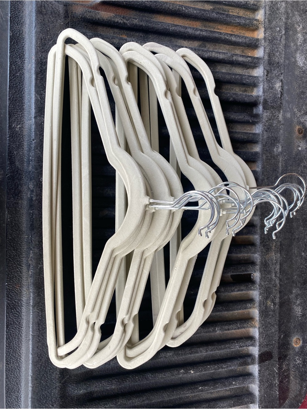 Non-Branded Beige Velvet Suit Hangers with Swivel Metal Hooks - 23 hangers